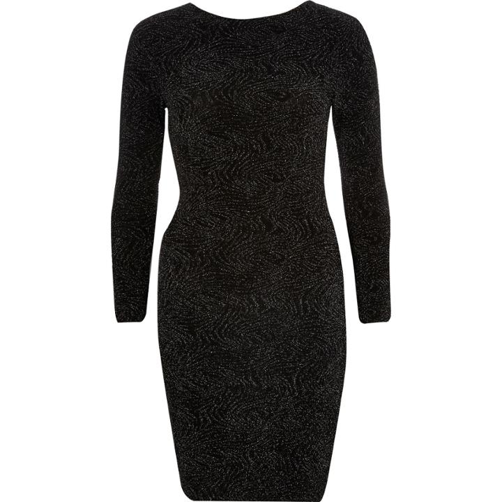 River Island Womens Sparkly Cross Back Bodycon Dress