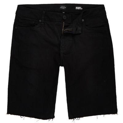 River Island Mens Frayed Skinny Denim Shorts