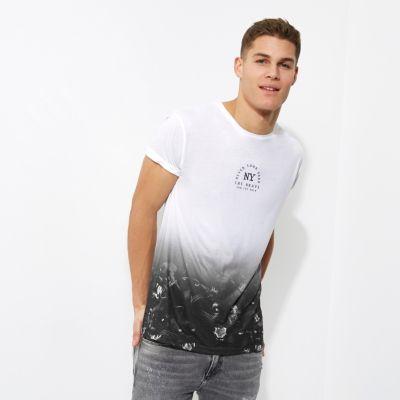 River Island Mens Panther Print Fade T-shirt