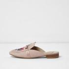 River Island Womens Embroidered Backless Loafers