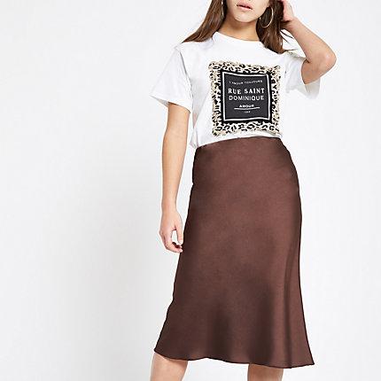 River Island Womens Petite Bias Cut Midi Skirt