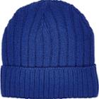 River Island Mensblue Ribbed Fisherman Beanie Hat