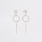 River Island Womens Rose Gold Diamante Pave Ring Bar Earrings