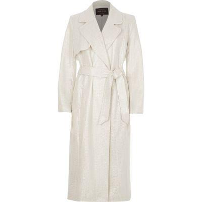 River Island Womens Silver Metallic Trench Coat