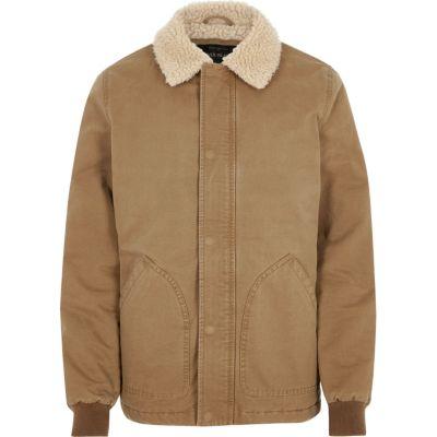 River Island Mens Big And Tall Fleece Collar Jacket