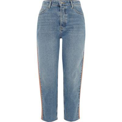 River Island Womens Petite Casey Side Stripe Slim Fit Jeans