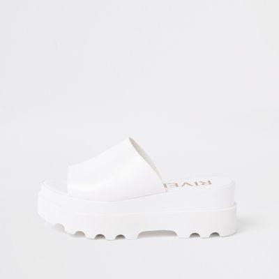 River Island Womens White Chunky Slip On Sandals