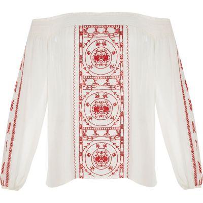 River Island Womens Ri Plus Embroidered Festival Bardot Top