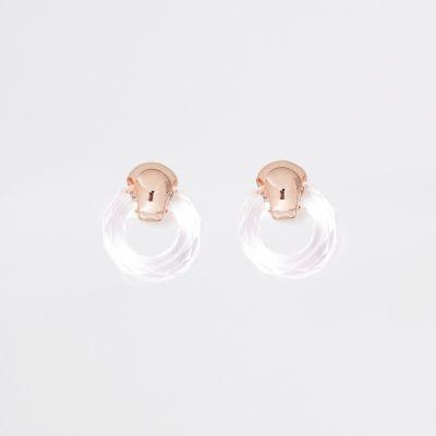 River Island Womens Gold Tone Clear Hoop Stud Earrings