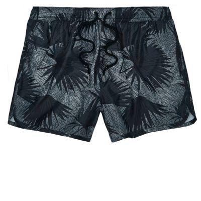 River Island Mens Palm Leaf Print Swim Trunks