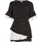 River Island Womens Polka Dot Double Frill Playsuit
