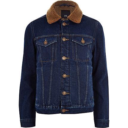 River Island Mens Borg Lined Denim Jacket