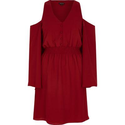 River Island Womens Cold Shoulder Flare Sleeve Dress