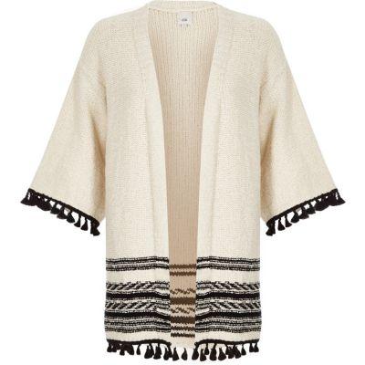 River Island Womens Tassel Hem Kimono Sleeve Cardigan
