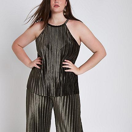River Island Womens Plus High Neck Plisse Top