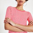 River Island Womens Neon Geo Print Knitted T-shirt