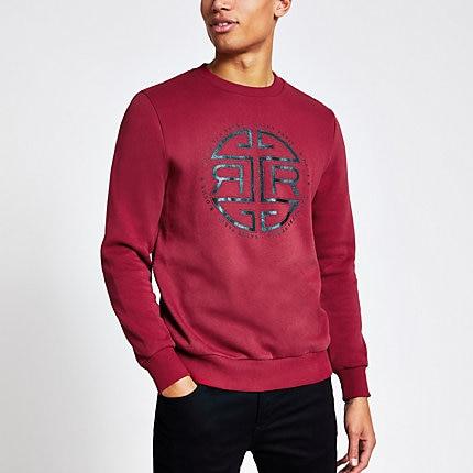 River Island Mens Ri Print Slim Fit Sweatshirt