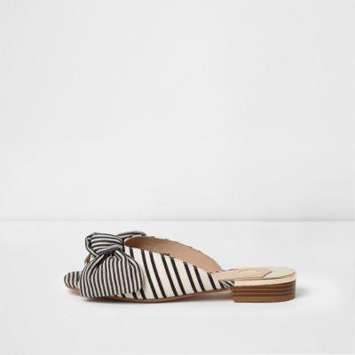 River Island Womens Stripe Print Bow Mules