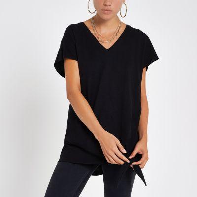 River Island Womens V Neck Tie Side T-shirt