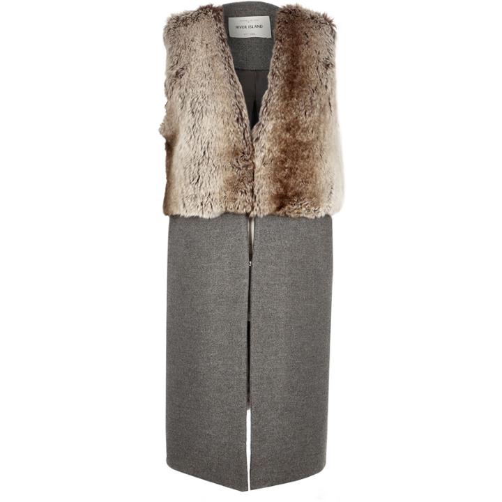 River Island Womens Half Fur Sleeveless Jacket