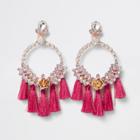 River Island Womens Jewel Hoop Tassel Drop Earrings