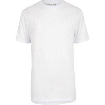 River Island Menswhite Debossed Print T-shirt