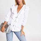 River Island Womens White Frill Front Blouse