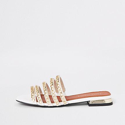River Island Womens Gold Multi Chain Strap Flat Mules