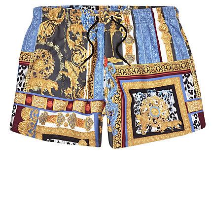 River Island Mens White Printed Swim Trunks