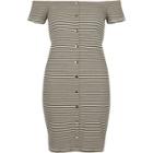River Island Womens White And Stripe Bardot Bodycon Dress