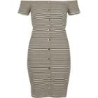 River Island Womens White And Stripe Bardot Bodycon Dress