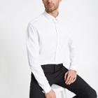 River Island Mens White Jacquard Slim Fit Collar Chain Shirt