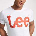 River Island Mens Lee White Logo Printed Crew Neck T-shirt