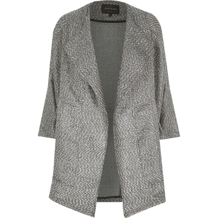 River Island Womens Metallic Tweed Boucle Drape Coat