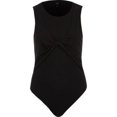 River Island Womens Ribbed Twist Front Bodysuit