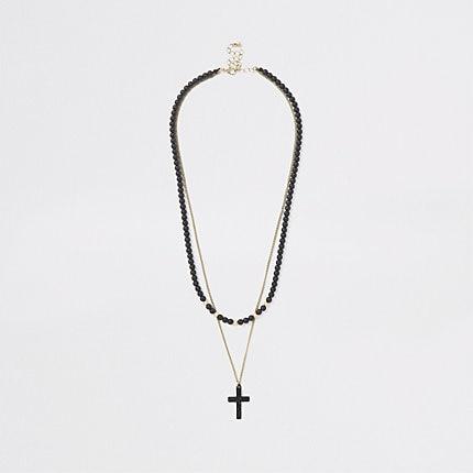 River Island Mens Cross Bead Necklace