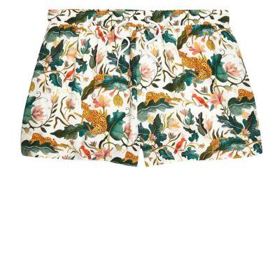 River Island Mens White Jungle Print Pull On Shorts