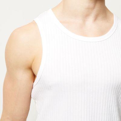 River Island Mens White Slim Fit Ribbedk