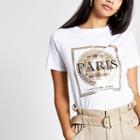 River Island Womens White 'paris' Check Print T-shirt