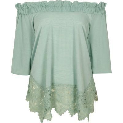 River Island Womens Lace Hem Bardot Top