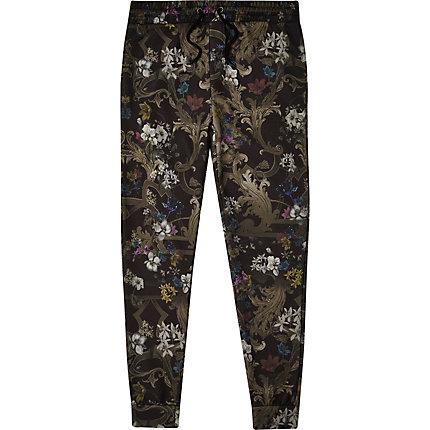 River Island Mens Baroque Print Slim Fit Joggers