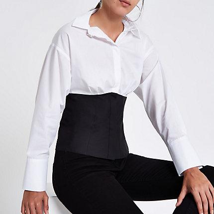River Island Womens White Color Block Shirt