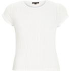 River Island Womens White Cap Sleeve Sheer Ribbed T-shirt