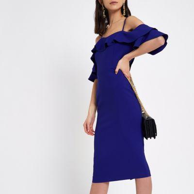 River Island Womens Bright Bardot Bodycon Dress