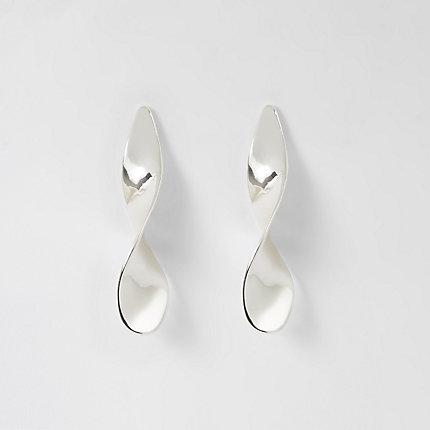 River Island Womens Silver Tone Twist Drop Stud Earrings