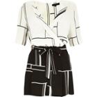River Island Womens White Abstract Print Wrap Front Romper