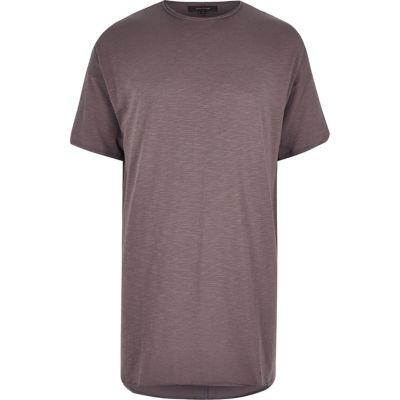 River Island Mens Mauve Extreme Longline T-shirt