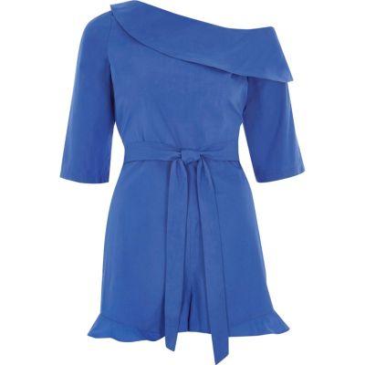 River Island Womens Bright Frill Hem One Shoulder Playsuit