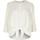 River Island Womens White Tie Front Top