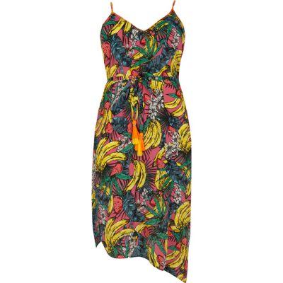 River Island Womens Plus Banana Asymmetric Hem Beach Dress